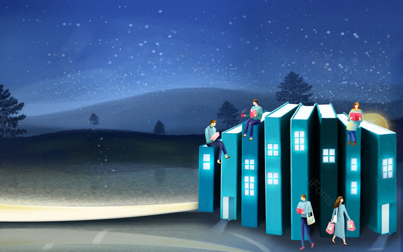 唯美梦幻风格世界读书日图书读书阅读书籍背景设计,插画/手绘图,插画/手绘图库,插画/手绘图下载,插画/手绘